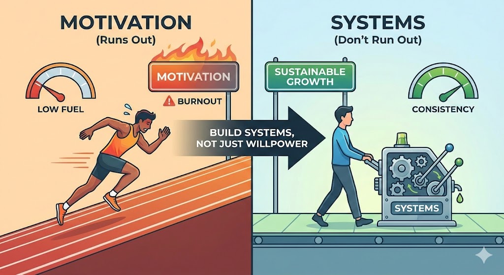 motivation vs systems illustration showing consistency and structure 