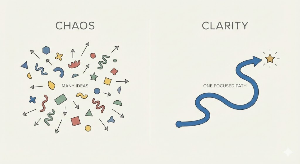 fewer ideas better execution illustration showing focus and consistency