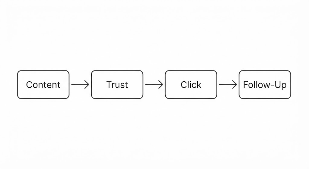 content trust click follow up flow diagram for online marketing