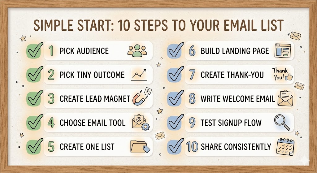 email list building checklist steps for beginners