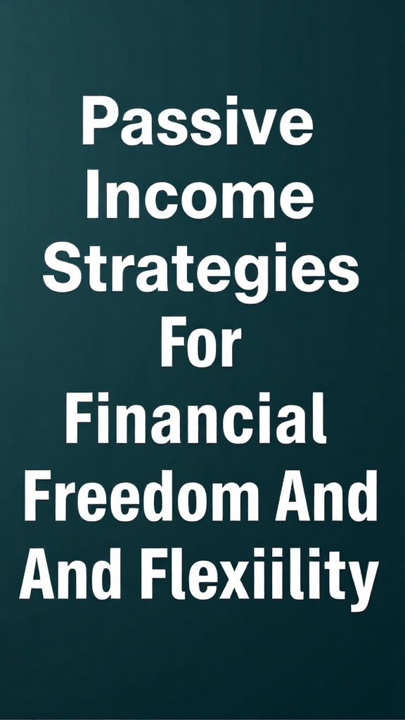 Passive Income Strategies For Financial Freedom And Flexibility